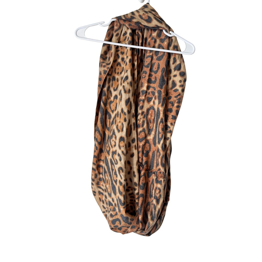 Pretty Persuasions Leopard Print Infinity Scarf Tan Brown Viscose Animal Print